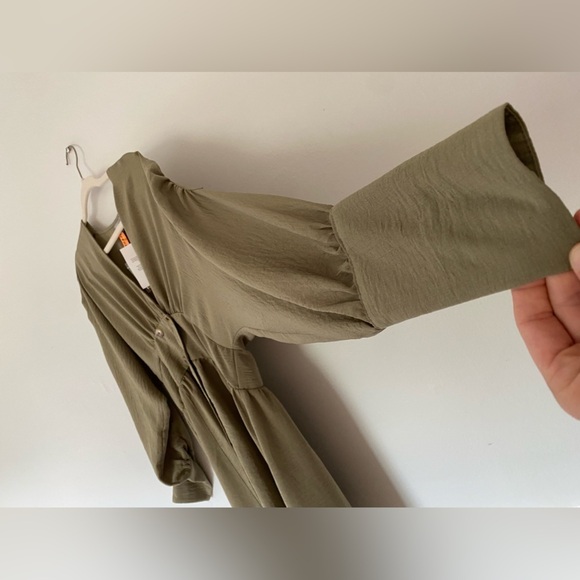 NWTs ASOS Mini Dress Sage Green Above Knee Resort Vaca Yacht Button Summer Boho - Picture 7 of 12